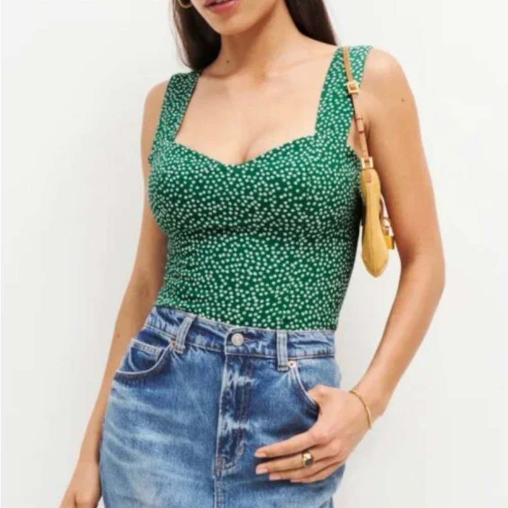 Reformation Hester Green Floral Tank